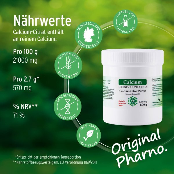 Calcium-Citrat Pulver 800g Etikett